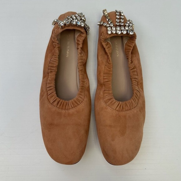 Stuart Weitzman Shoes - Stuart Weitzman Flat Women 8 M Ballet Rhinestone Dixie Elastic Work Party Core